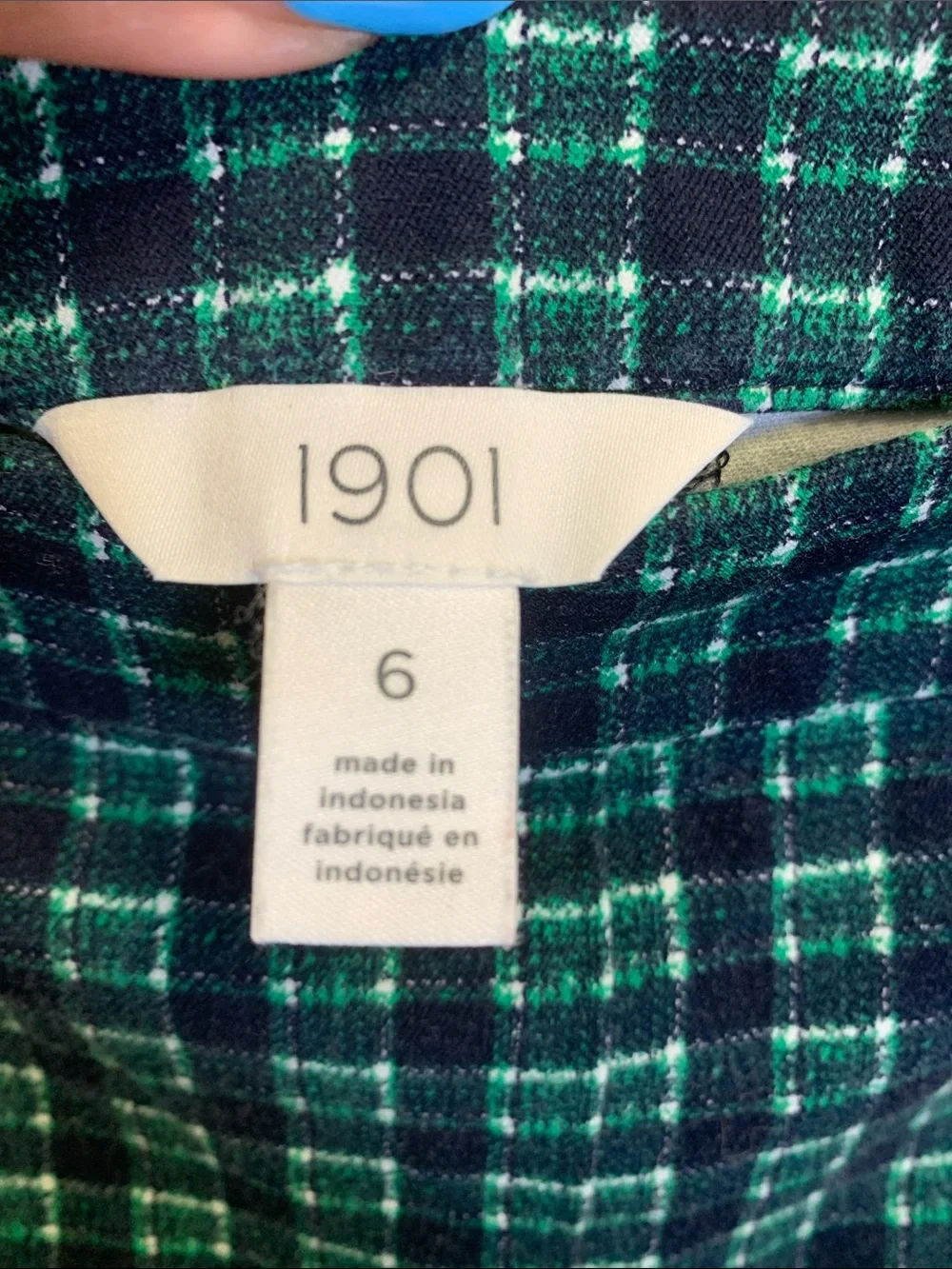 1901 Green Plaid Straight-Leg Knit Pants